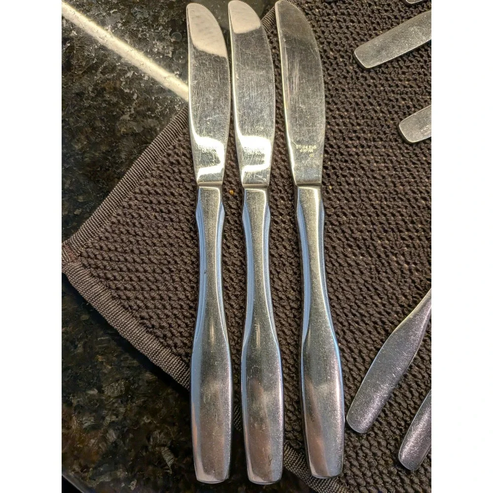 Vintage Stainless Steel Japan Flatware Set Mid-Century Modern Minimalist Lot